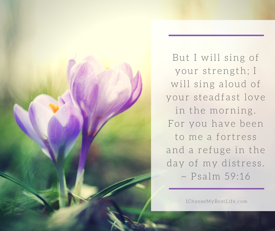 But I will sing of your strength; I will sing aloud of your steadfast love in the morning. For you have been to me a fortress and a refuge in the day of my distress. ~ Psalm 59:16